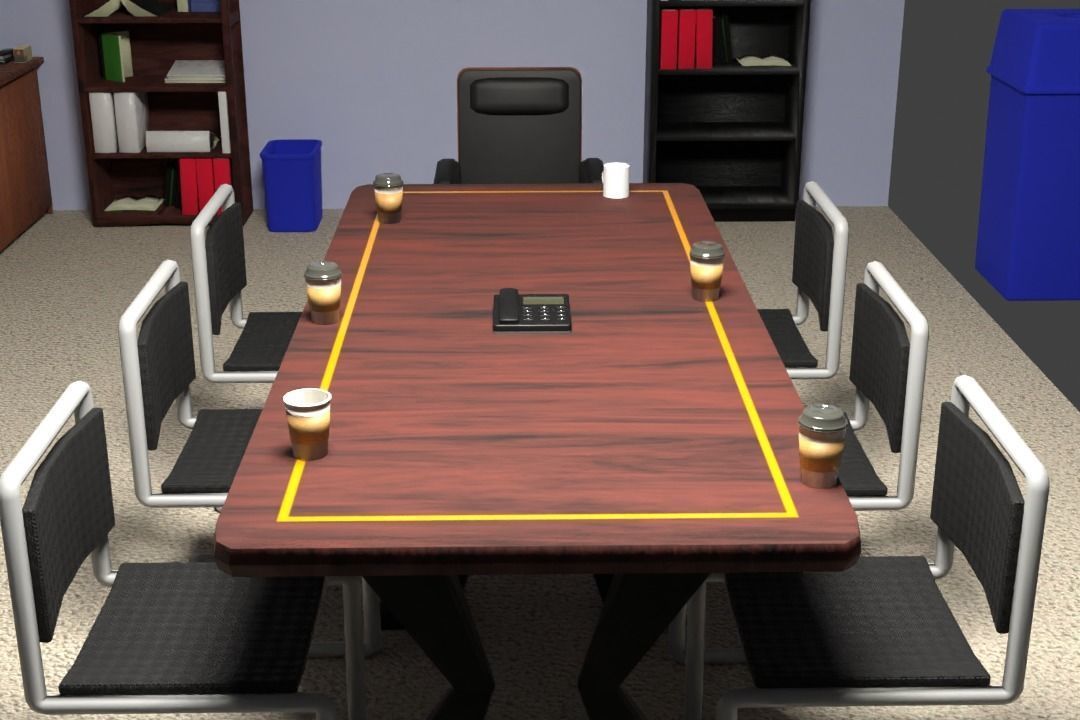Simple Office Furnishings and Supplies 3D model_18