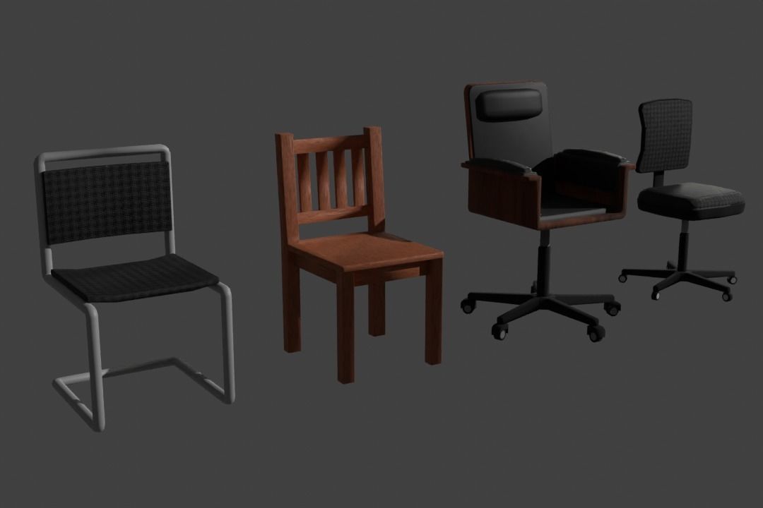 Simple Office Furnishings and Supplies 3D model_7