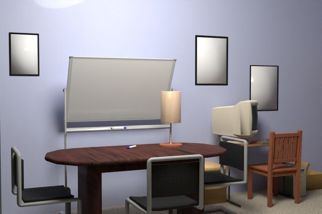 Simple Office Furnishings and Supplies 3D model_16