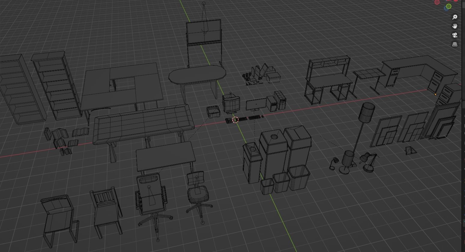 Simple Office Furnishings and Supplies 3D model_2