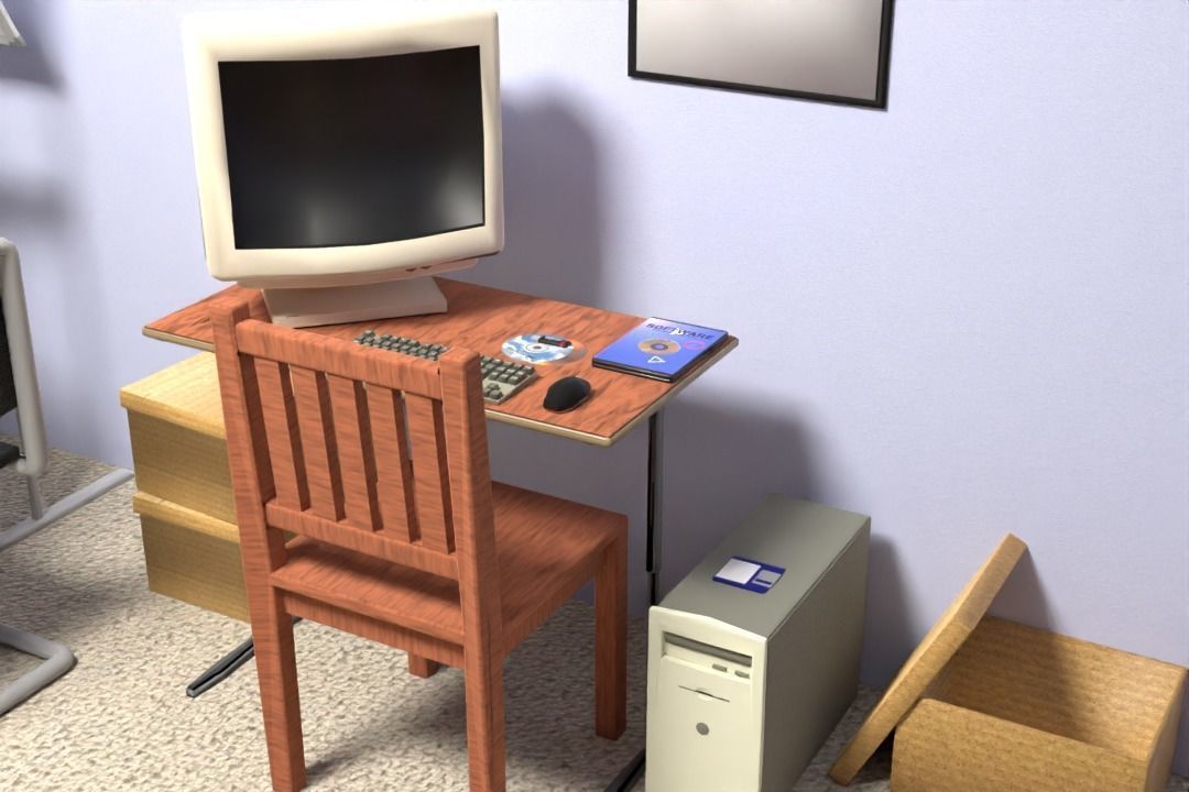 Simple Office Furnishings and Supplies 3D model_19