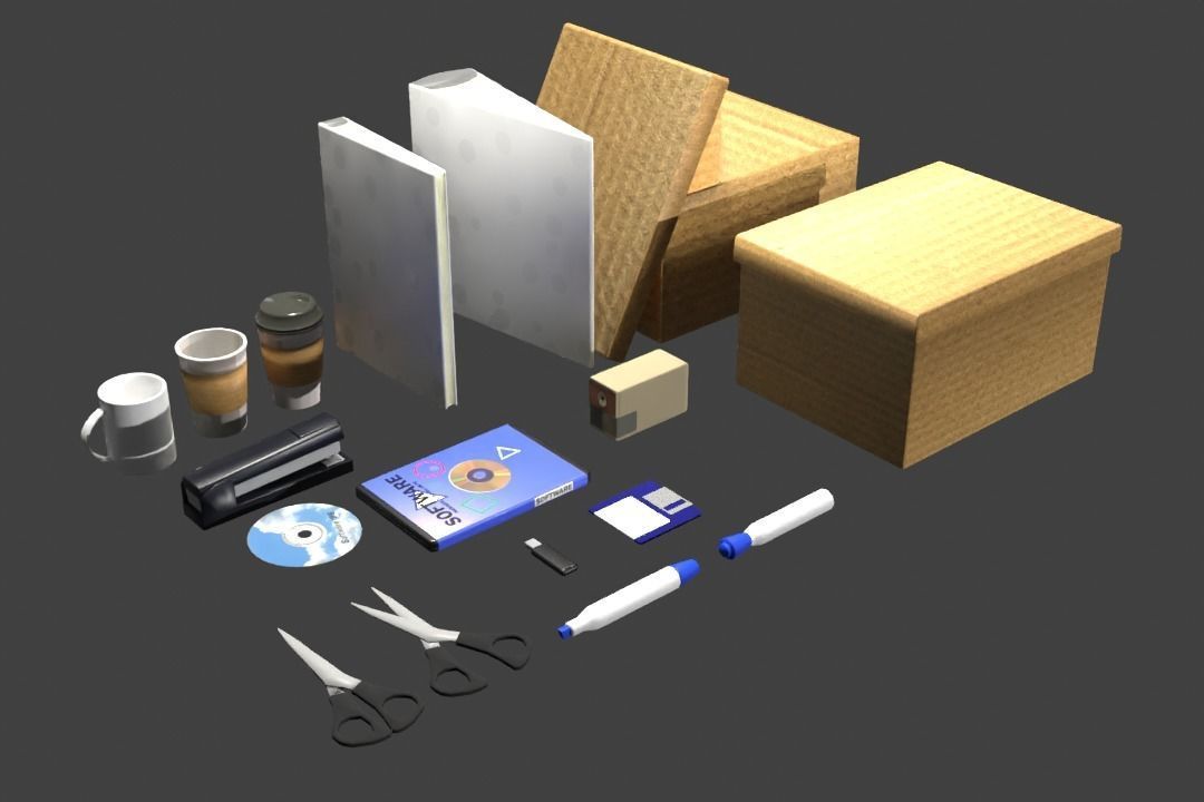 Simple Office Furnishings and Supplies 3D model_12