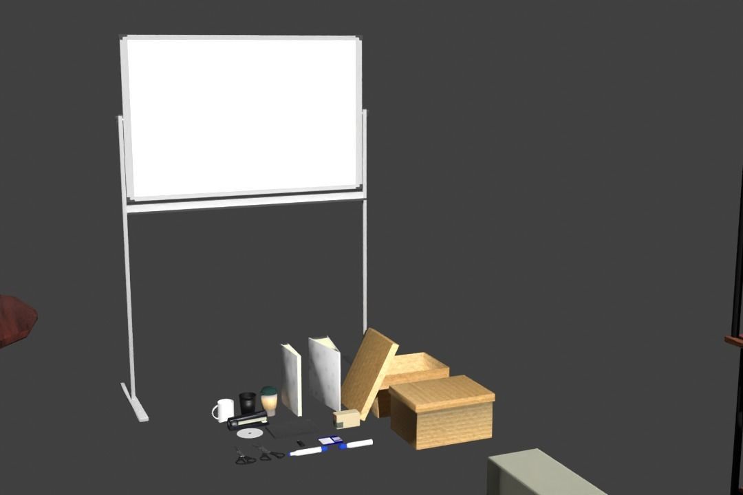 Simple Office Furnishings and Supplies 3D model_11