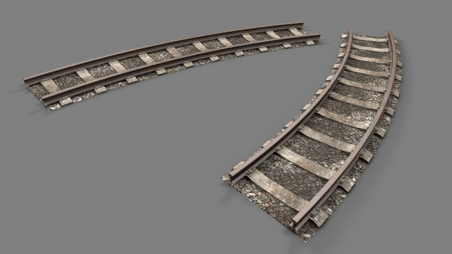 Modular Railway Track PRO Collection 3D model_9