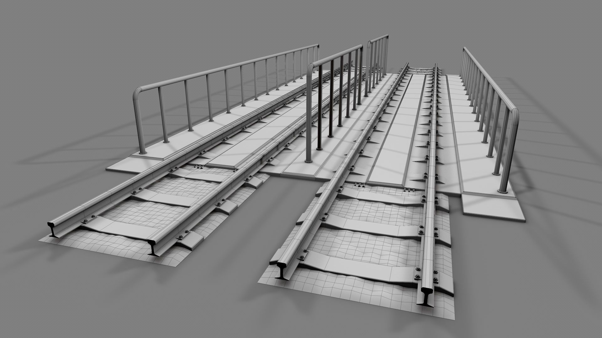 Modular Railway Track PRO Collection 3D model_18