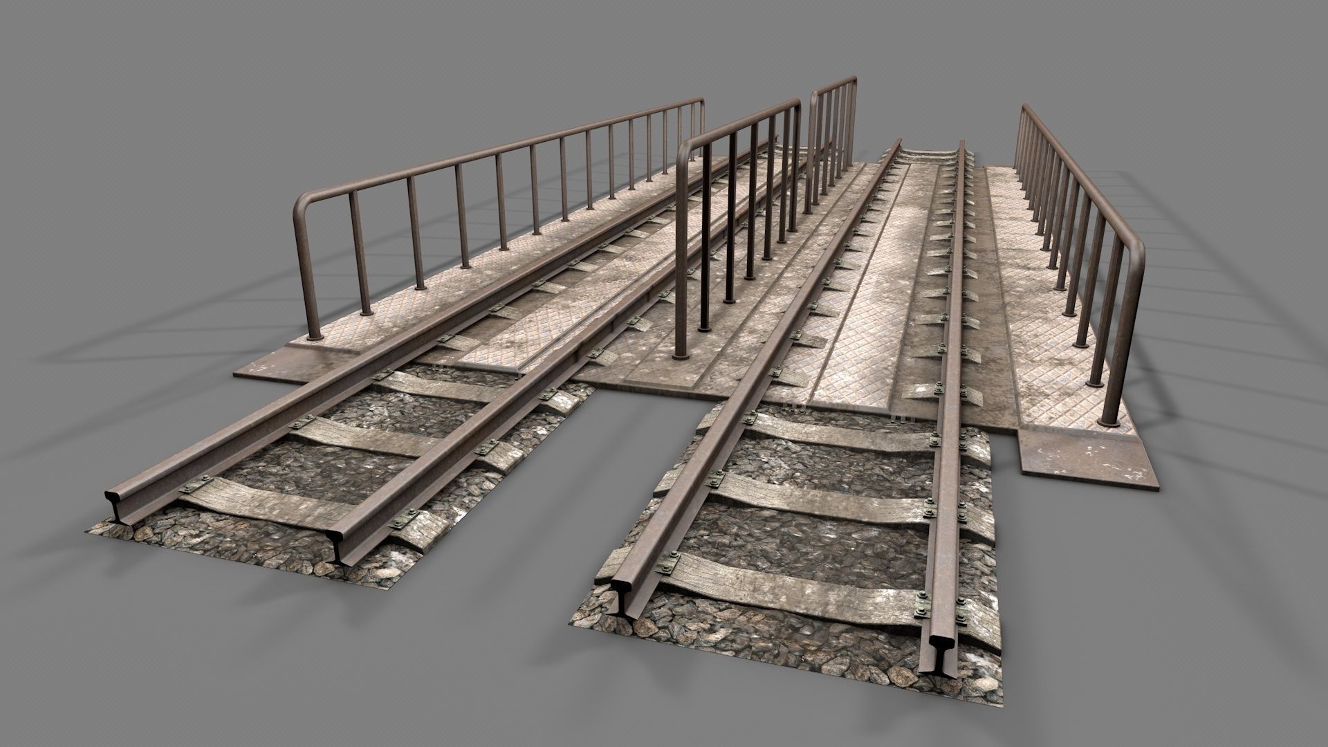 Modular Railway Track PRO Collection 3D model_17