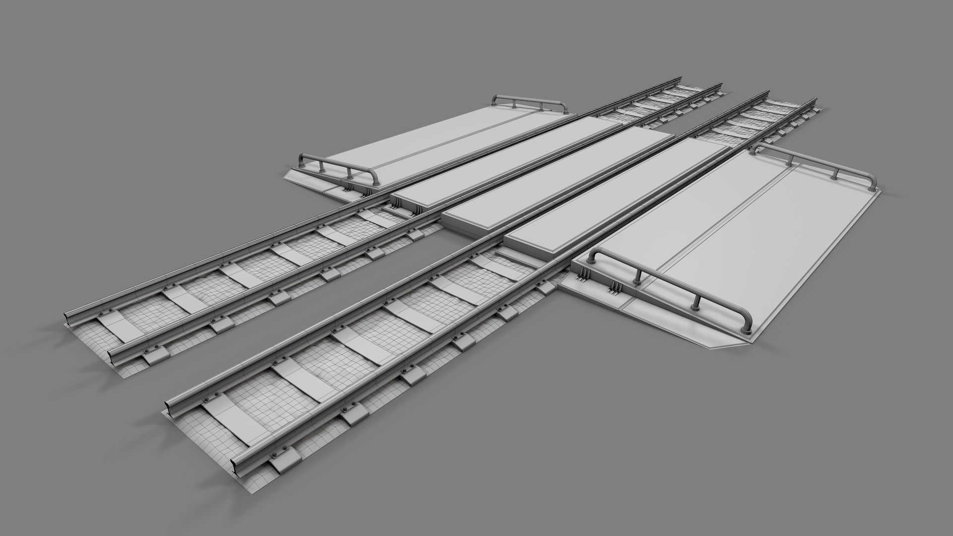 Modular Railway Track PRO Collection 3D model_22