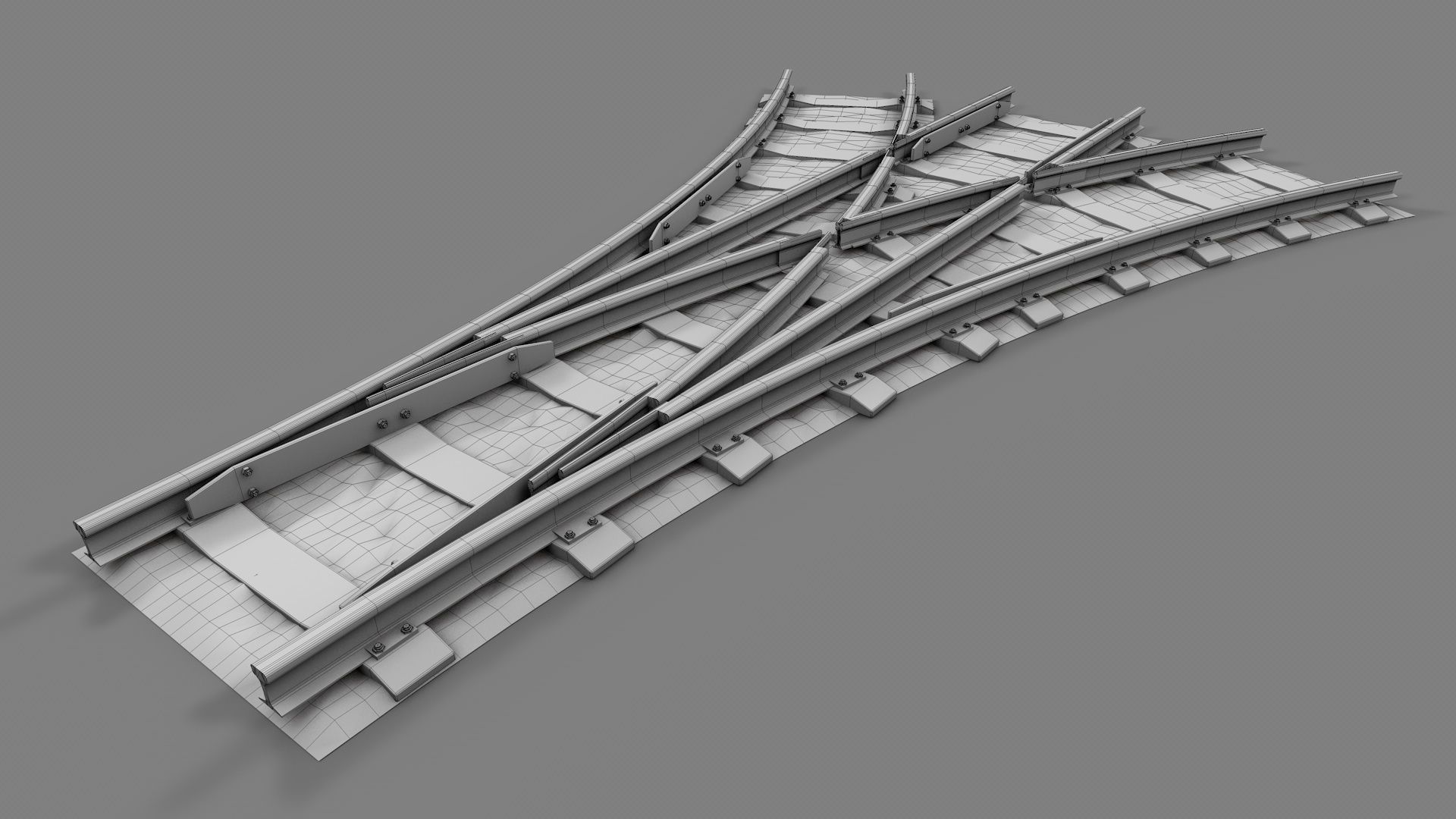 Modular Railway Track PRO Collection 3D model_42