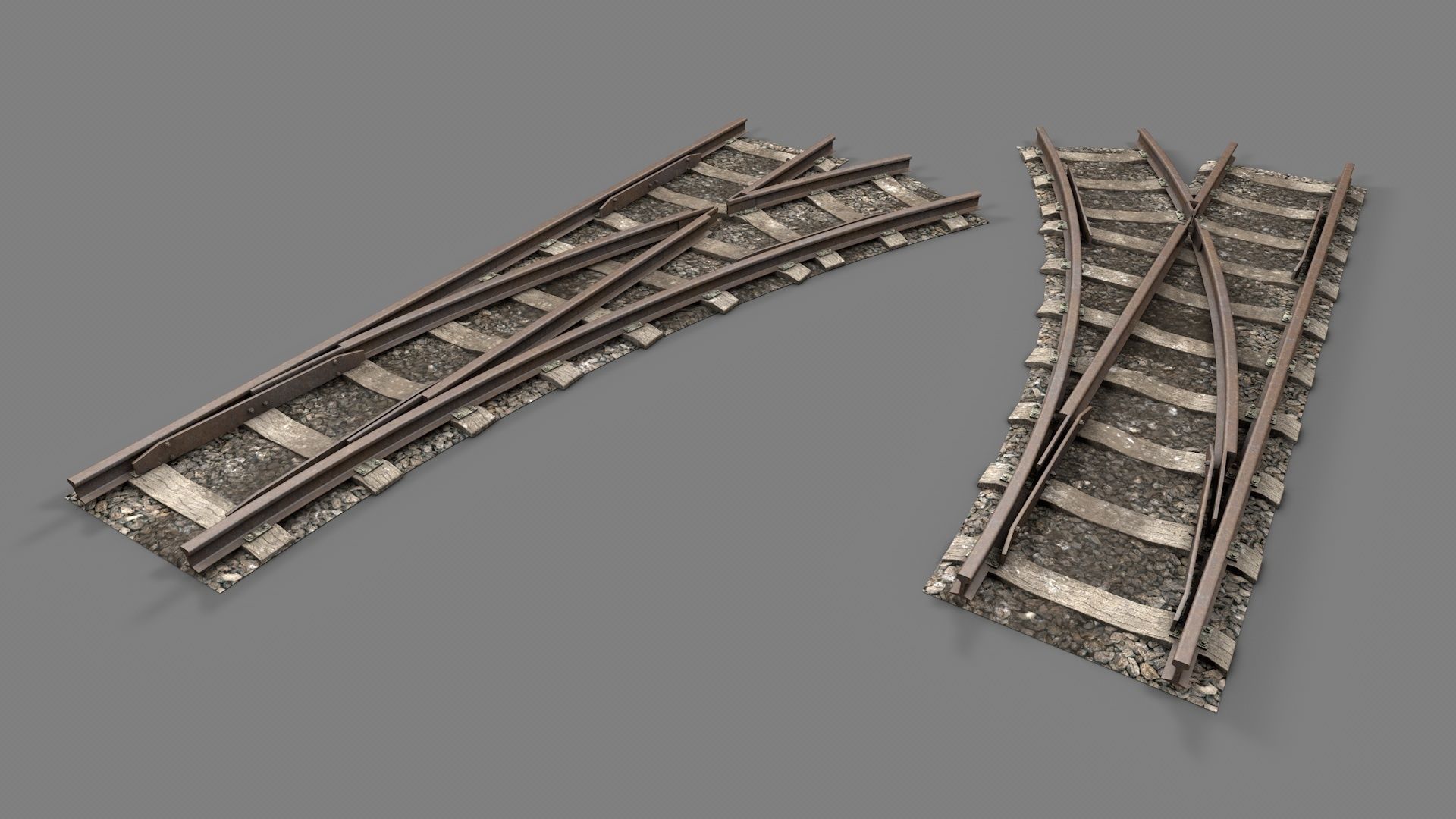 Modular Railway Track PRO Collection 3D model_13