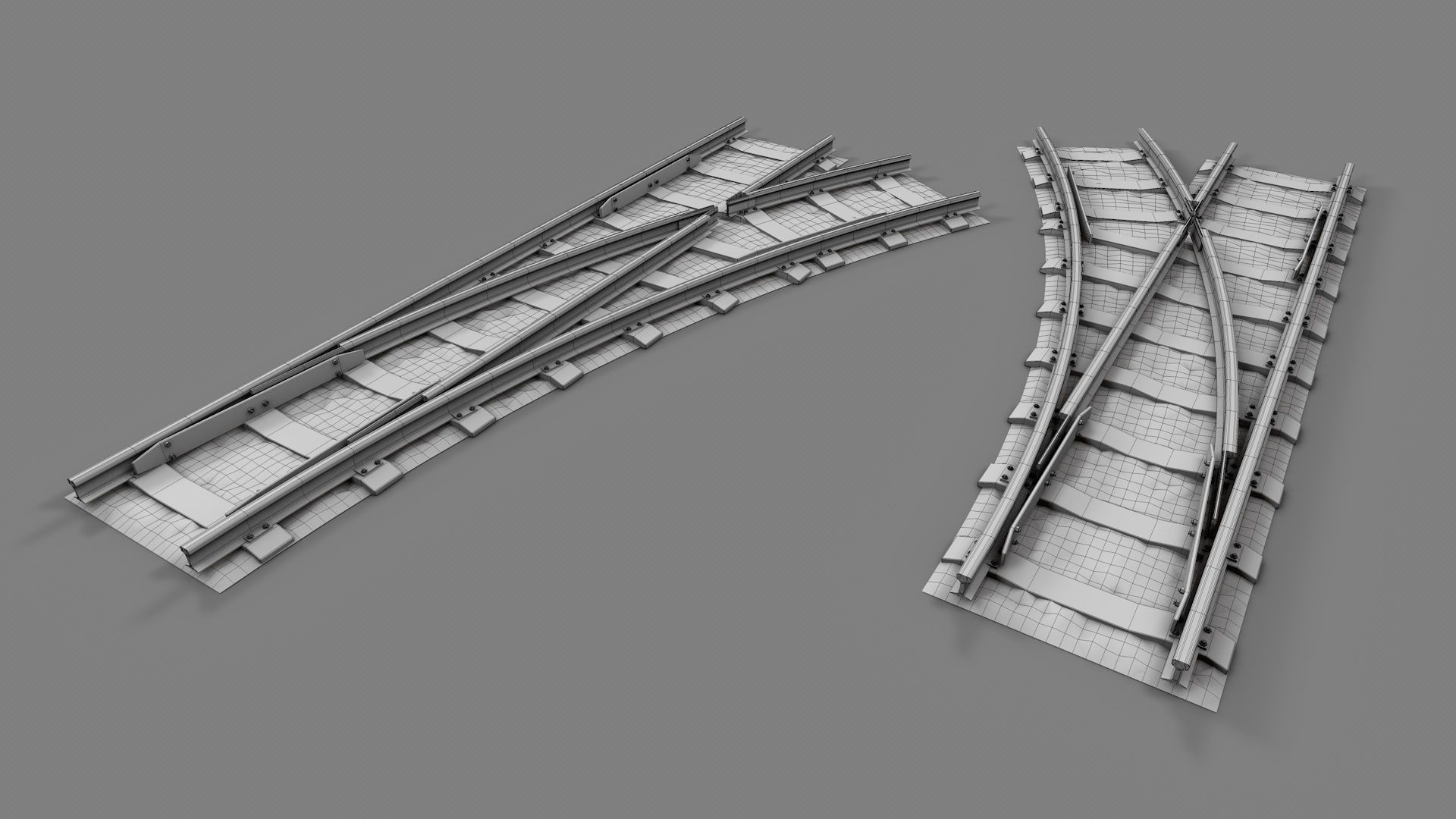 Modular Railway Track PRO Collection 3D model_14