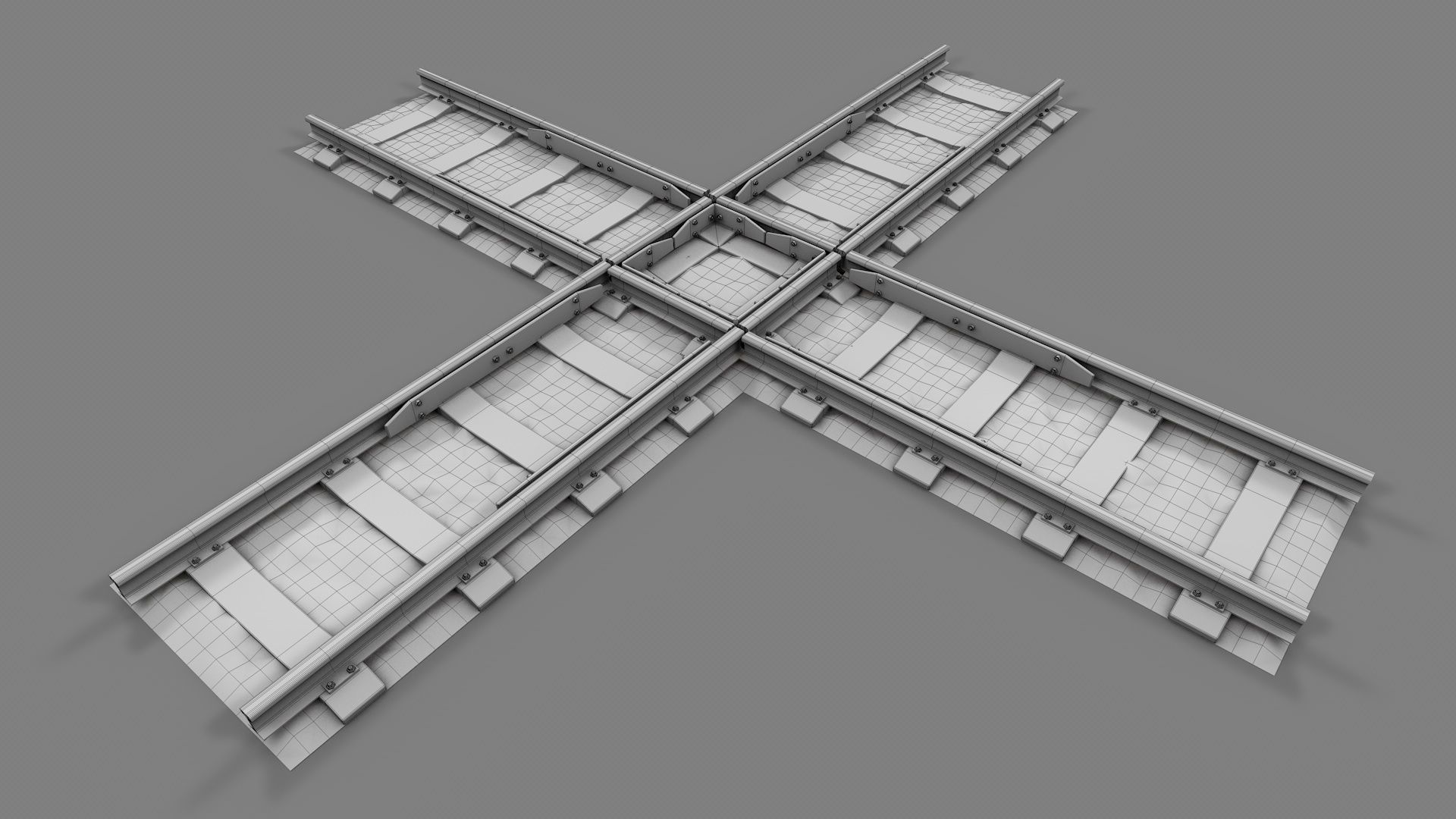 Modular Railway Track PRO Collection 3D model_38