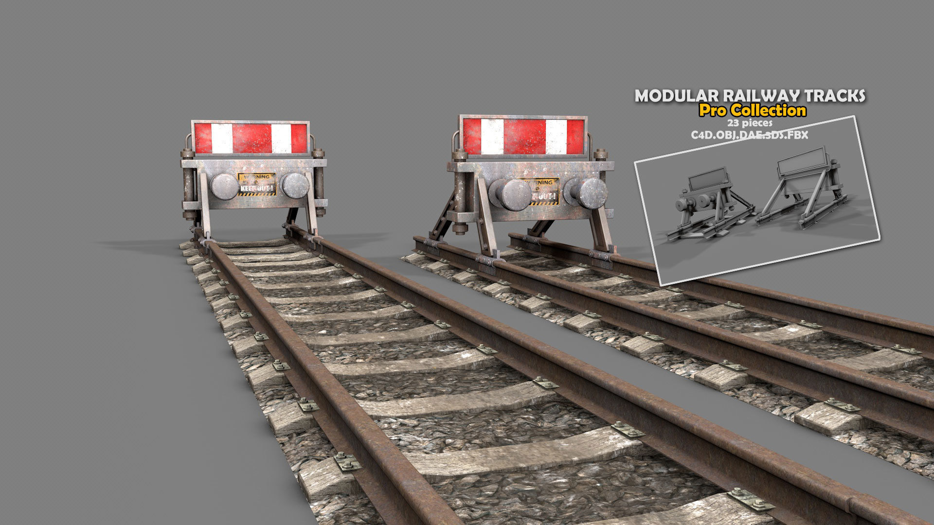 Modular Railway Track PRO Collection 3D model_49
