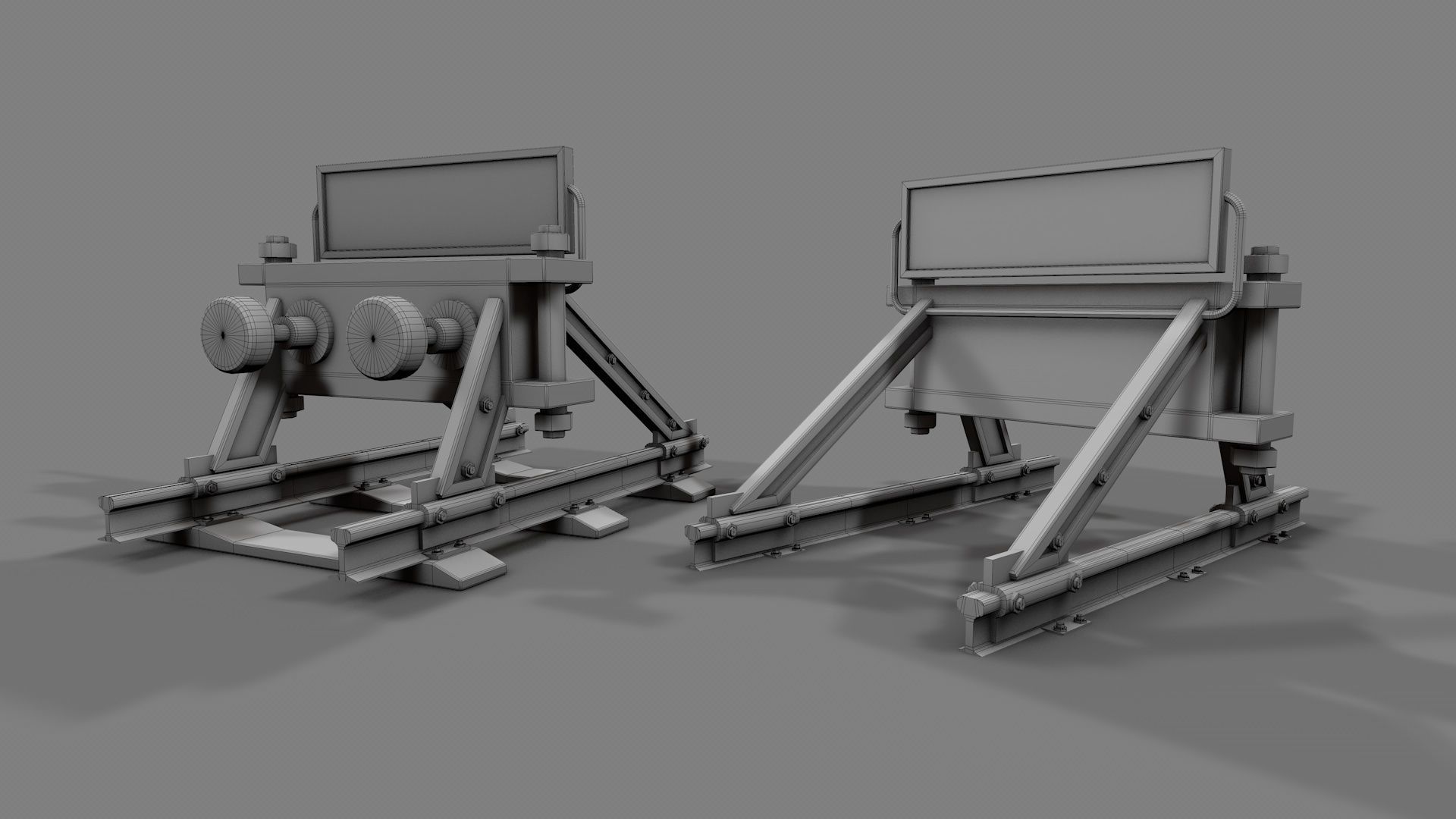 Modular Railway Track PRO Collection 3D model_4