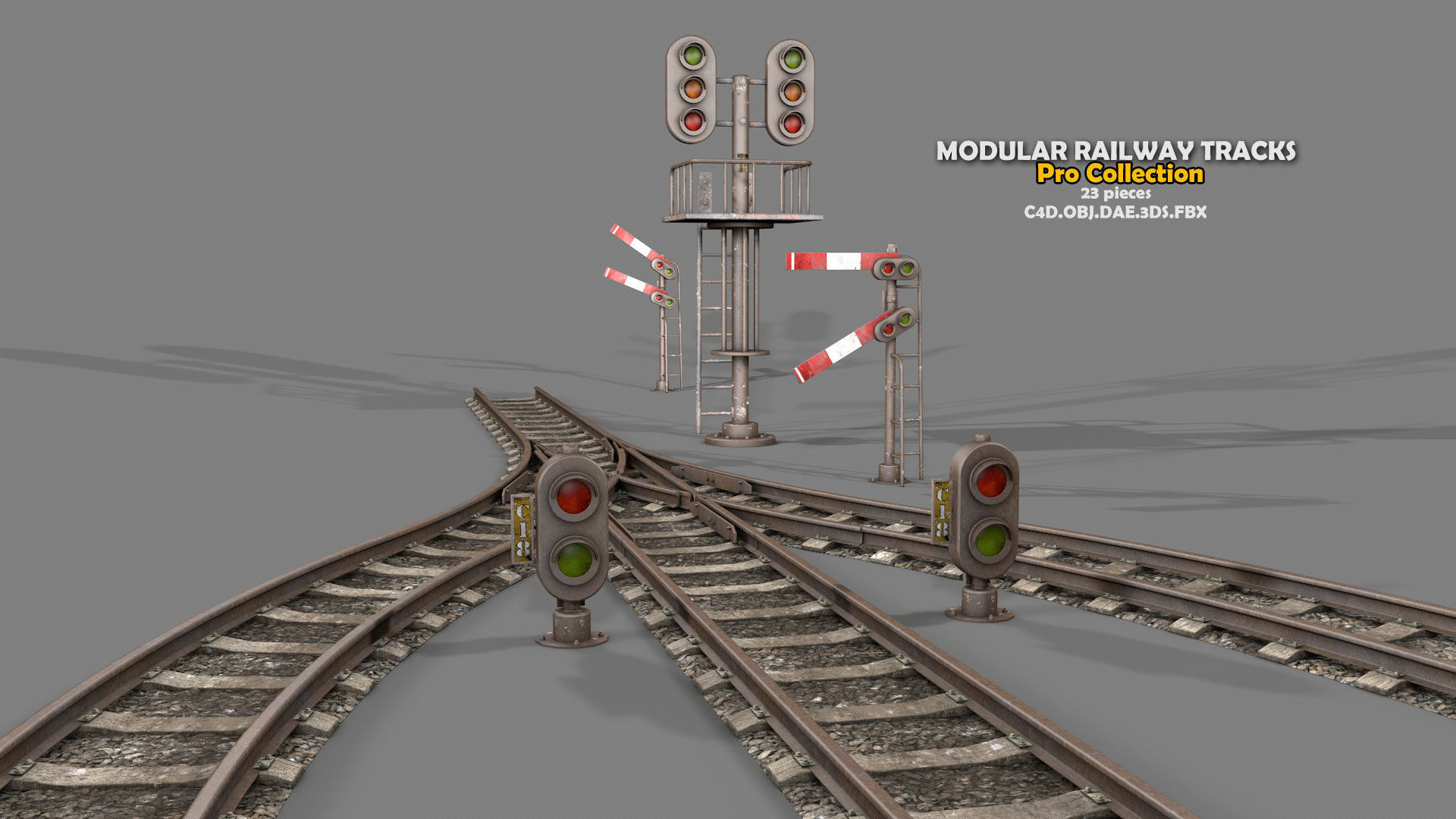 Modular Railway Track PRO Collection 3D model_48