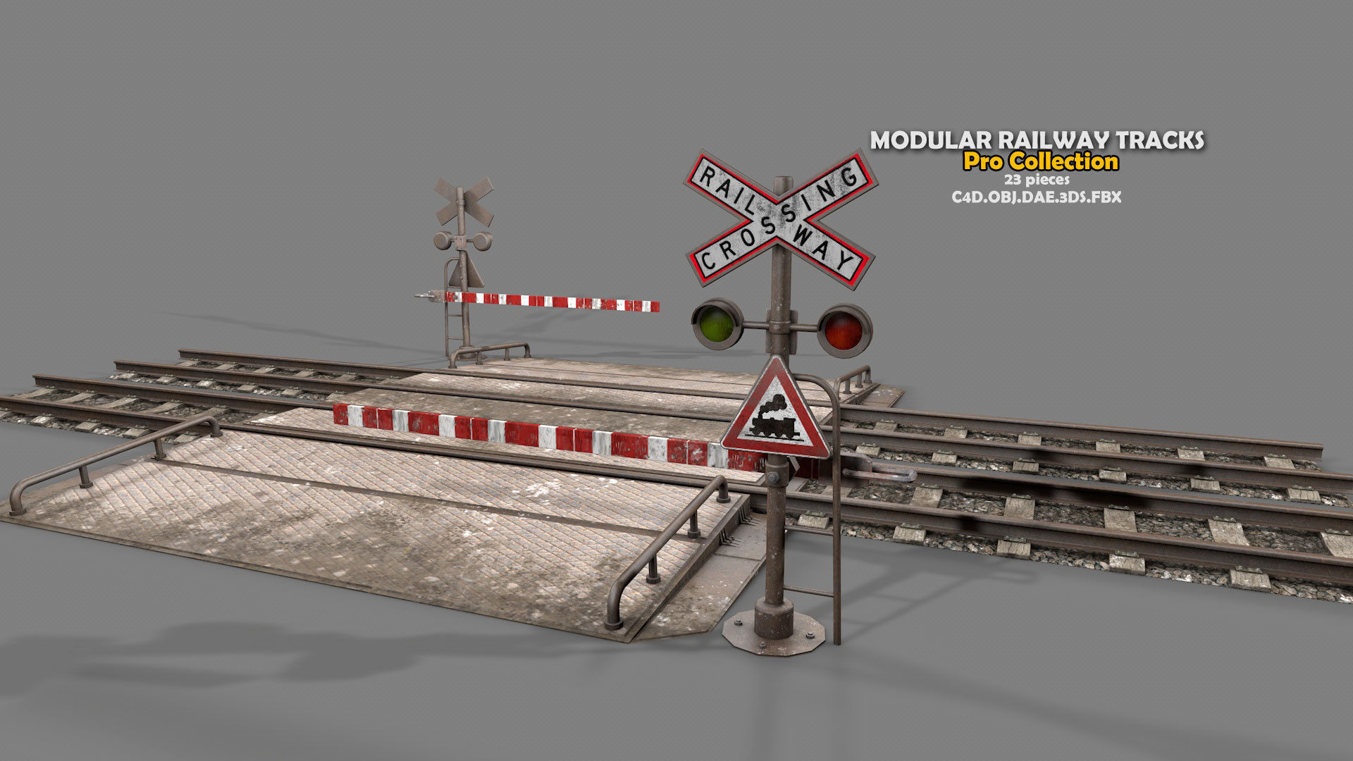 Modular Railway Track PRO Collection 3D model_45