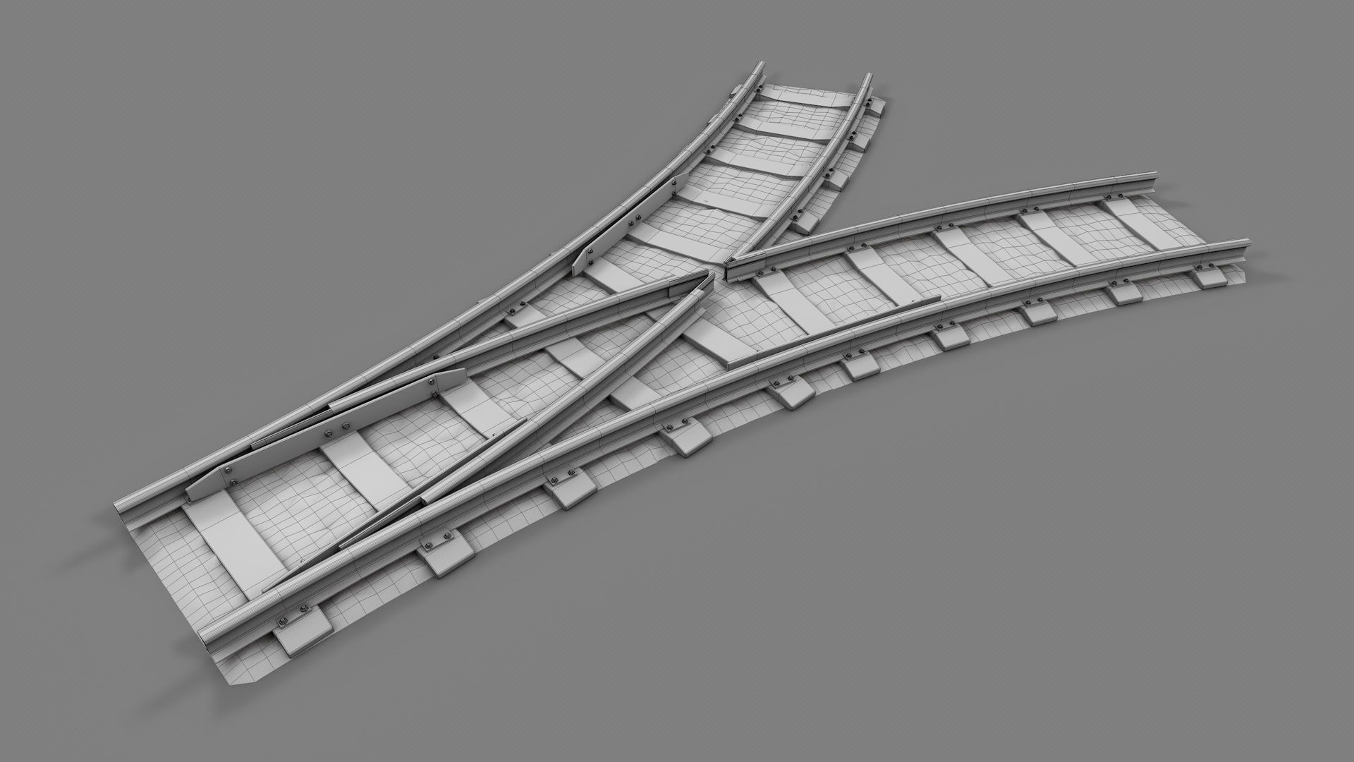 Modular Railway Track PRO Collection 3D model_12