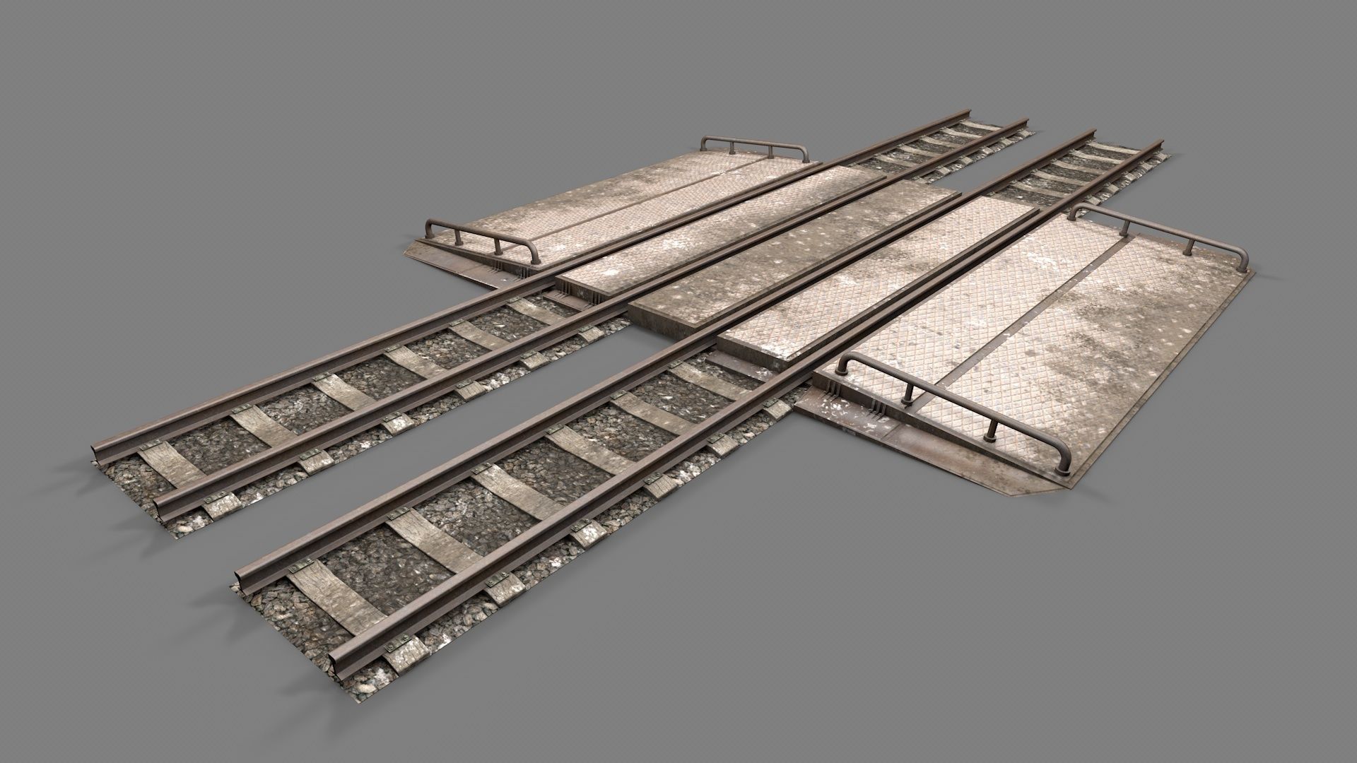 Modular Railway Track PRO Collection 3D model_21