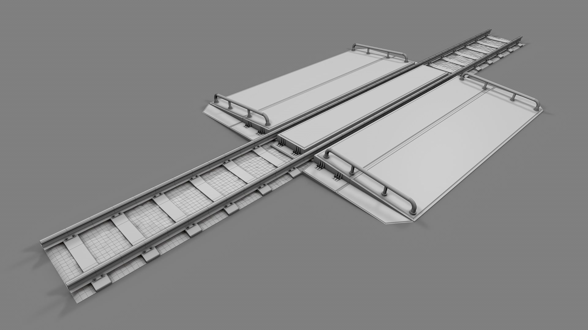 Modular Railway Track PRO Collection 3D model_20