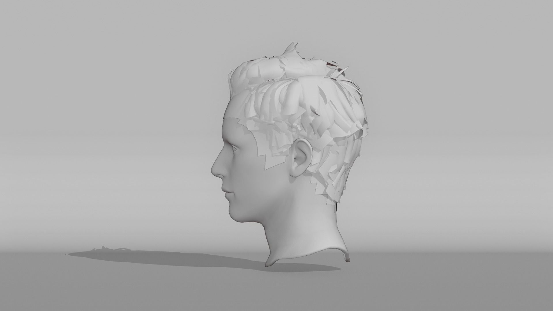 Realistic Male Hair 6 Low-poly 3D model_10