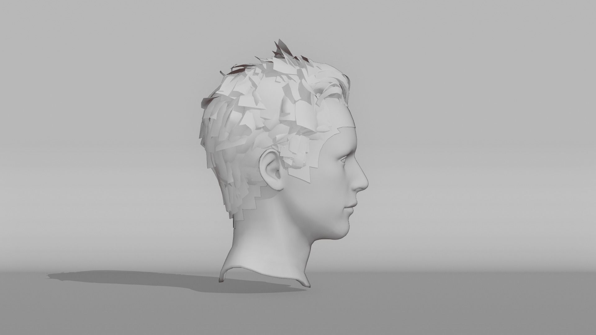 Realistic Male Hair 6 Low-poly 3D model_8