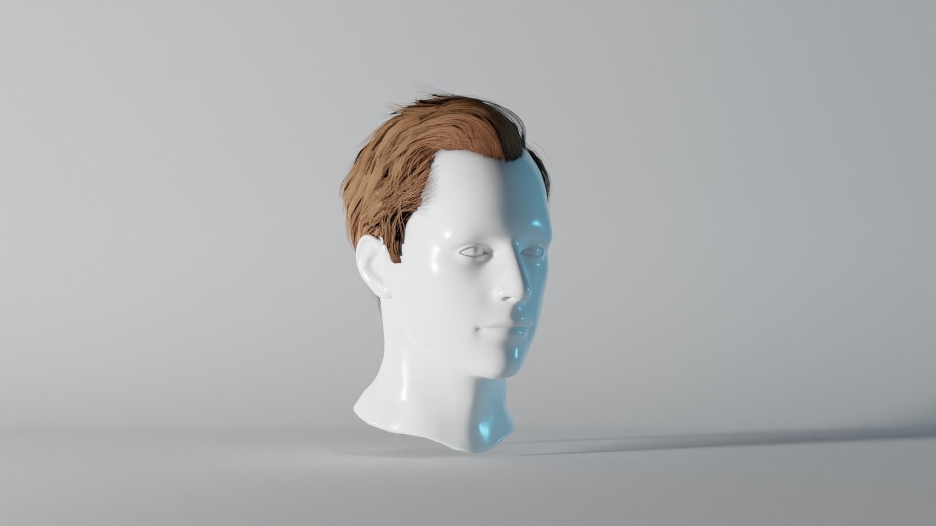 Realistic Male Hair 6 Low-poly 3D model_1