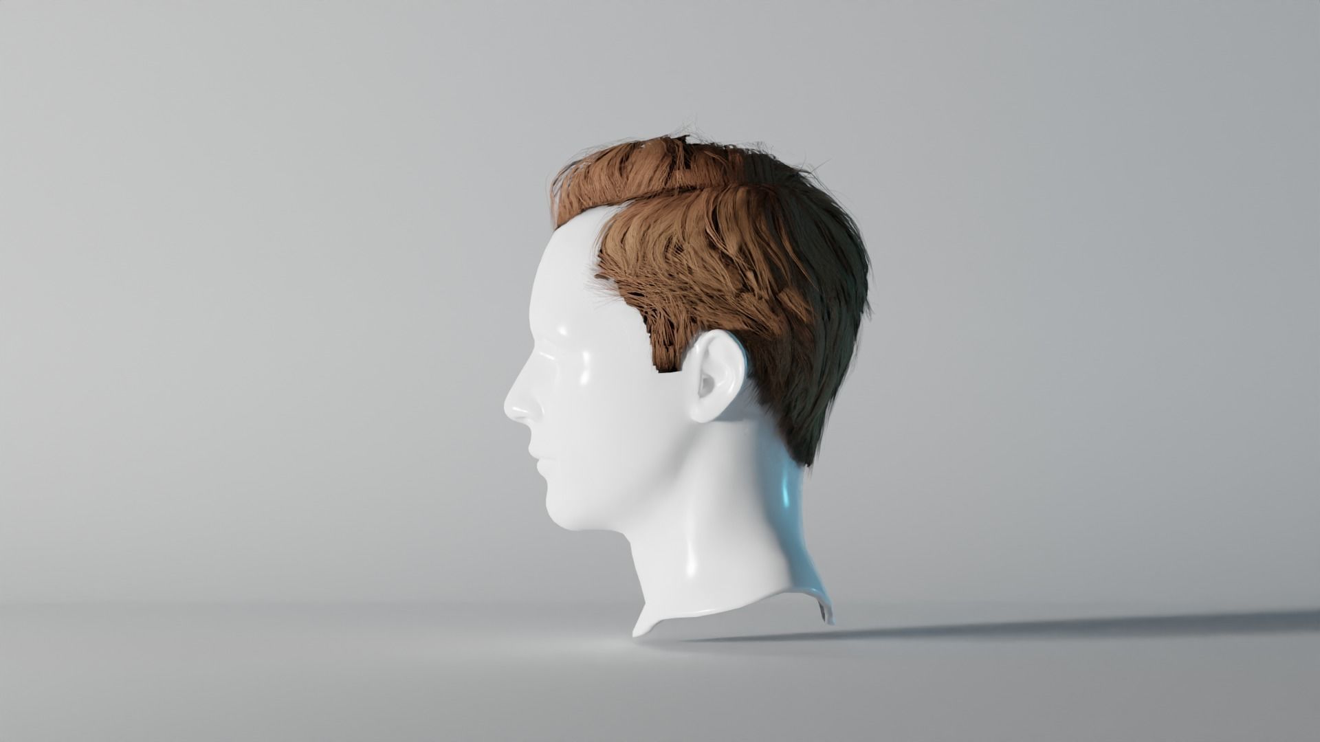 Realistic Male Hair 6 Low-poly 3D model_5