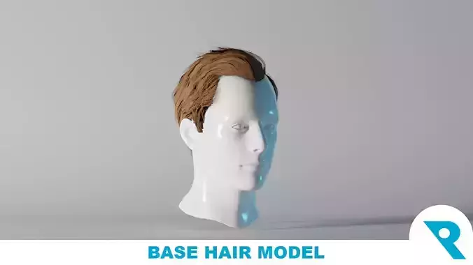 Realistic Male Hair 6 Low-poly 3D model Realistic Male Hair 6 Low-poly 3D model