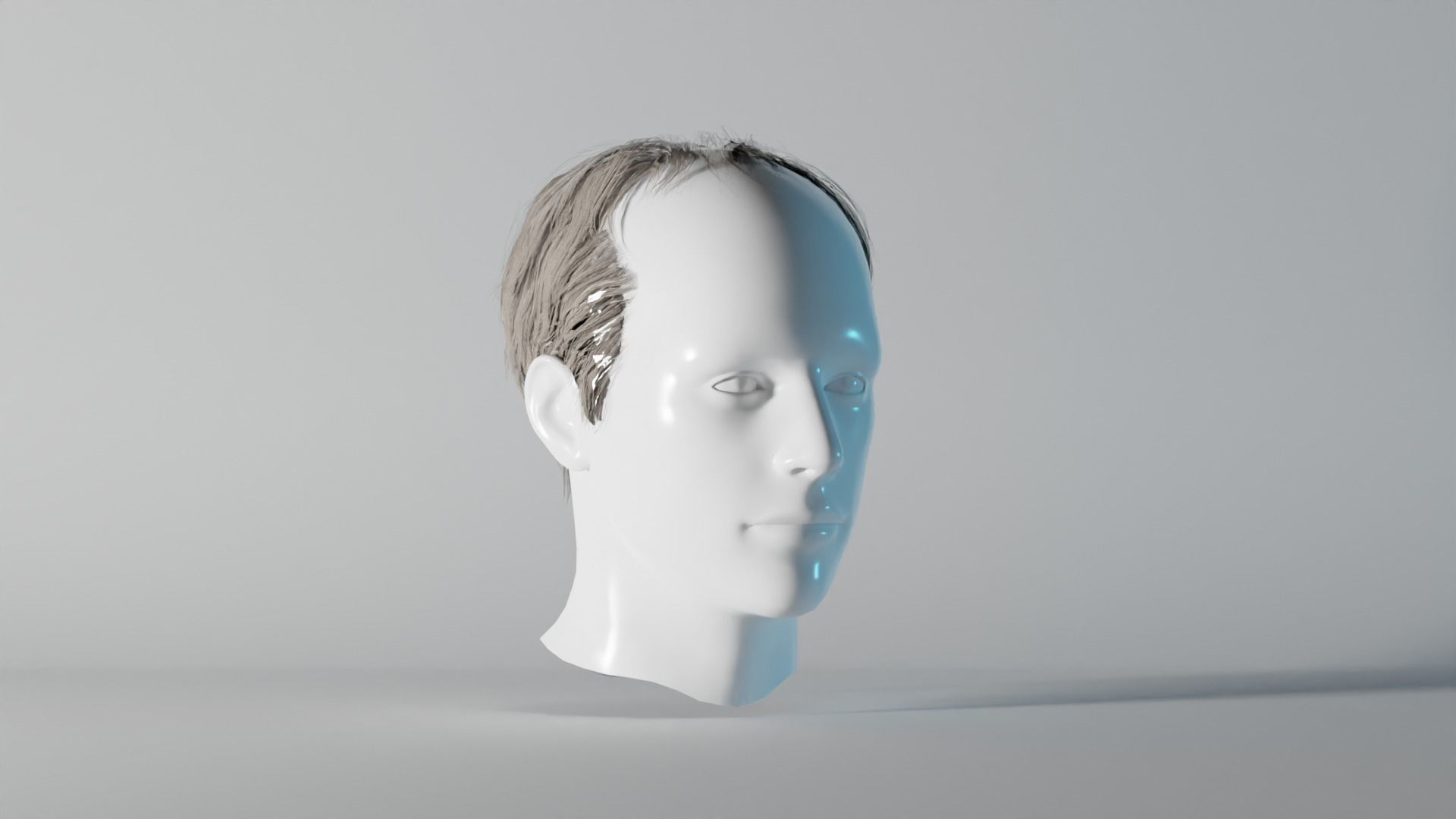 Realistic Male Hair 7 Low-poly 3D model_1
