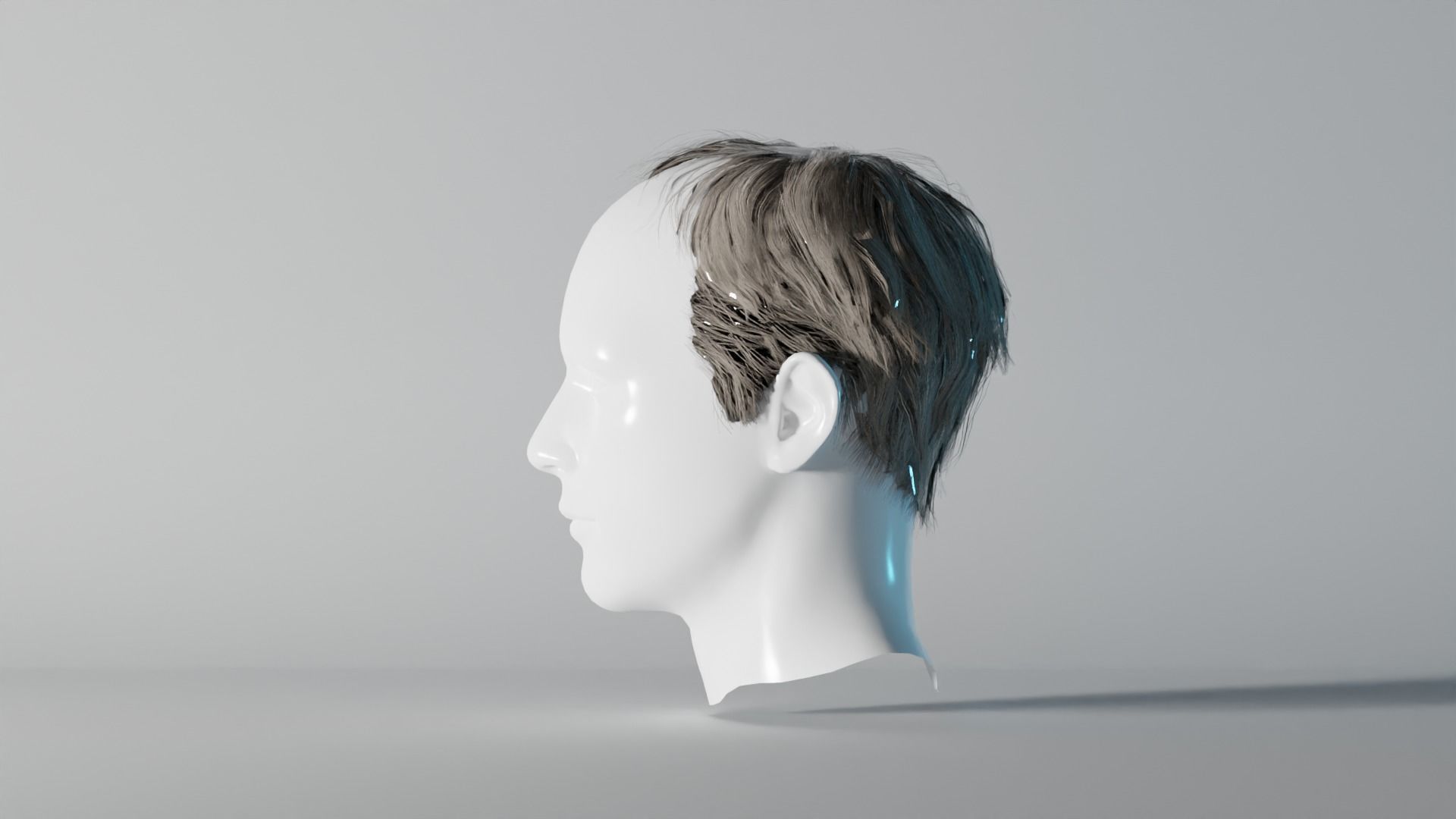 Realistic Male Hair 7 Low-poly 3D model_5