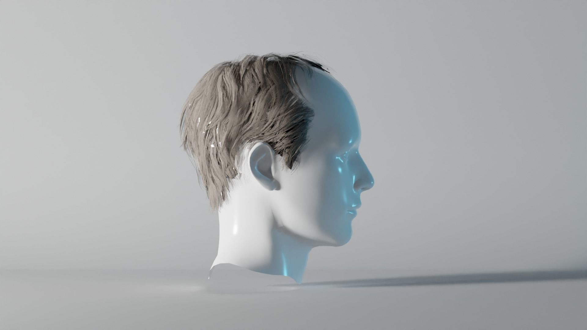 Realistic Male Hair 7 Low-poly 3D model_3