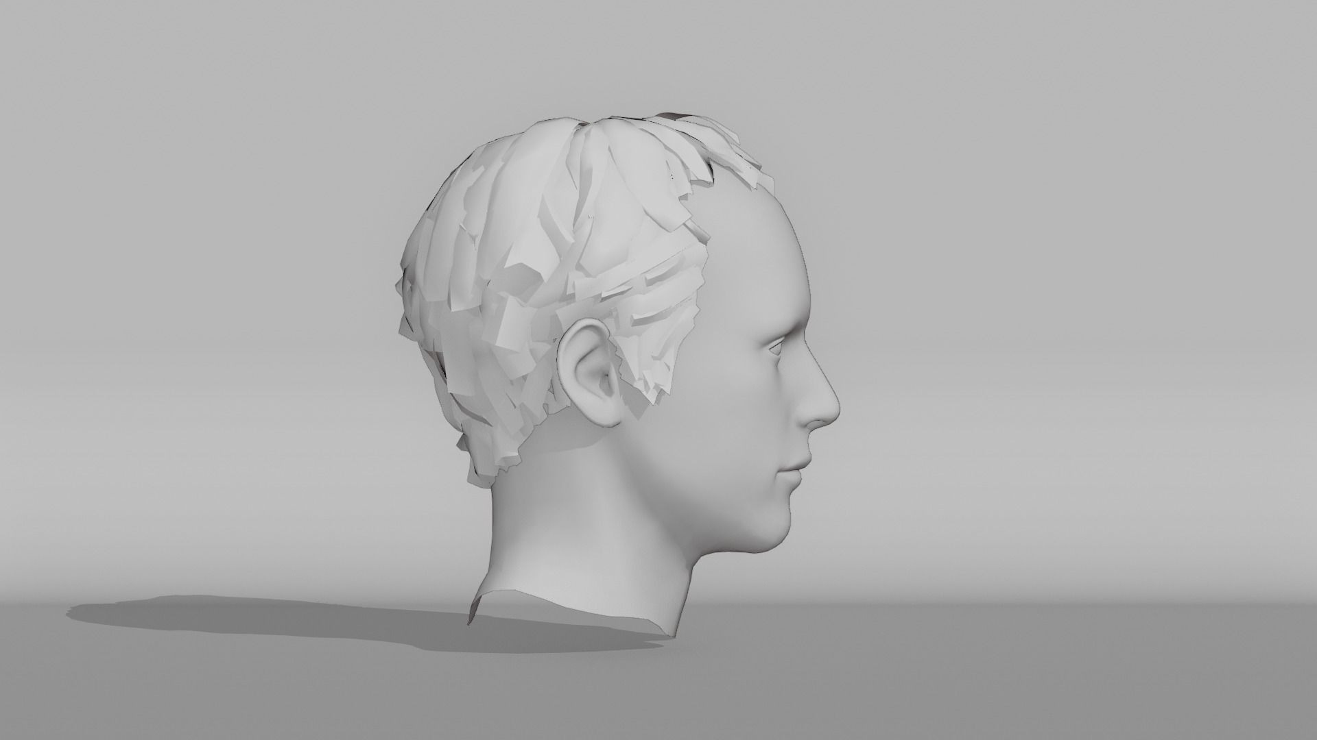 Realistic Male Hair 7 Low-poly 3D model_8