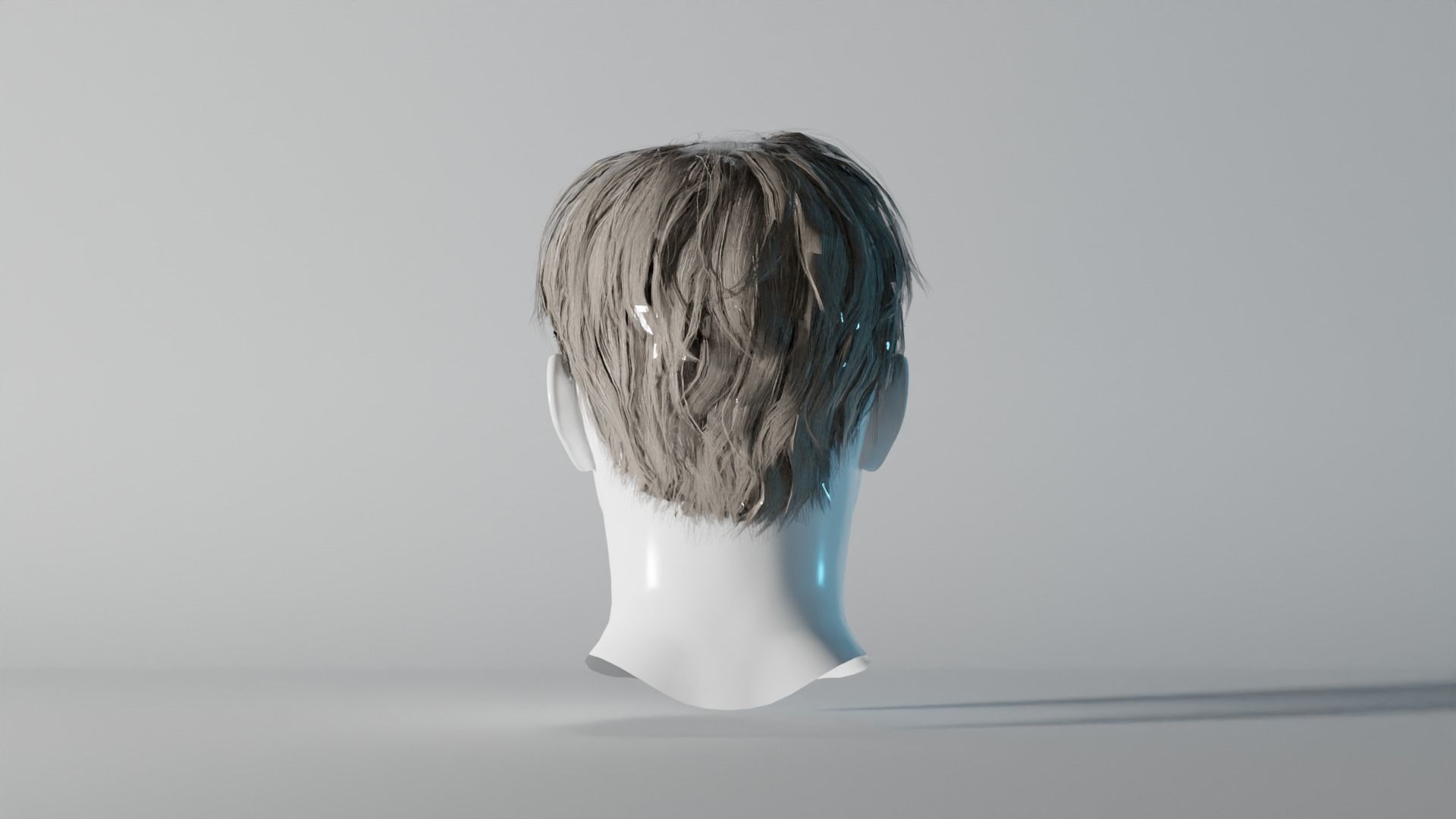 Realistic Male Hair 7 Low-poly 3D model_4