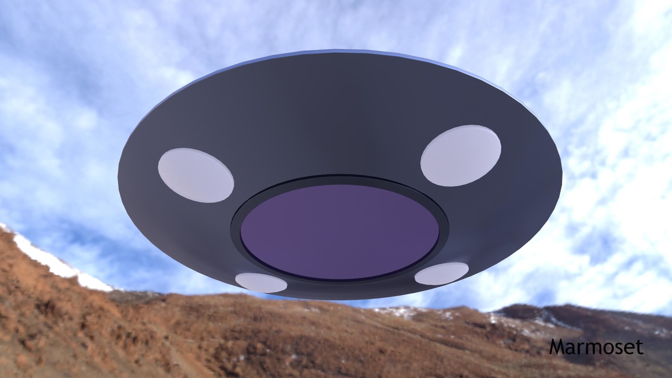 Classic Flying Saucer Low-poly 3D model_10