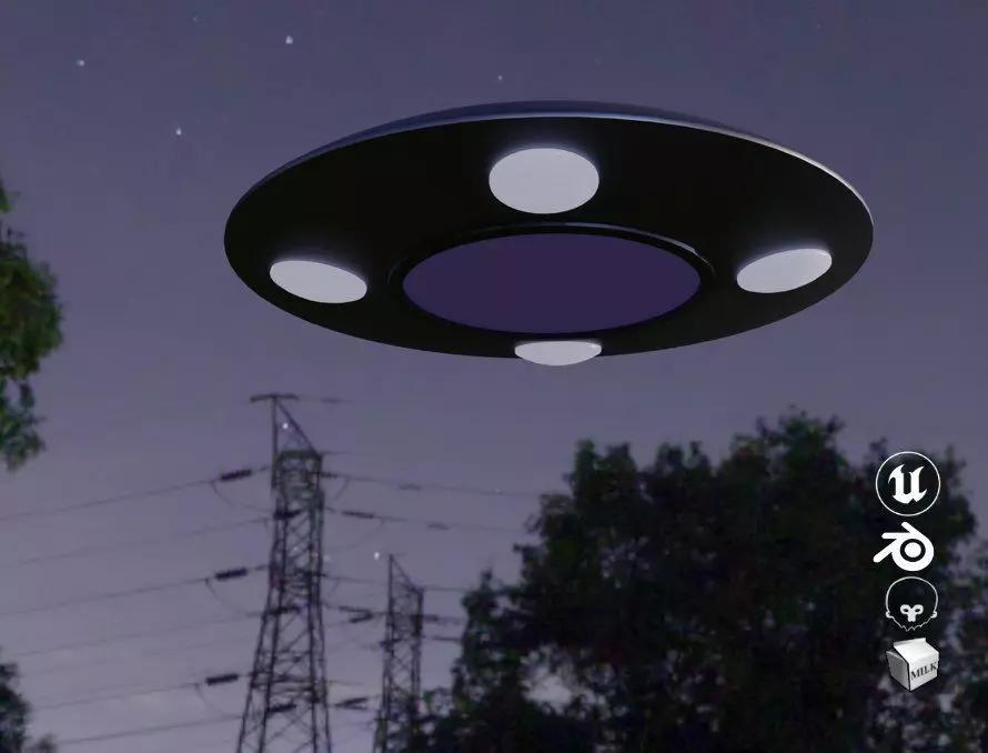 Classic Flying Saucer Low-poly 3D model_0