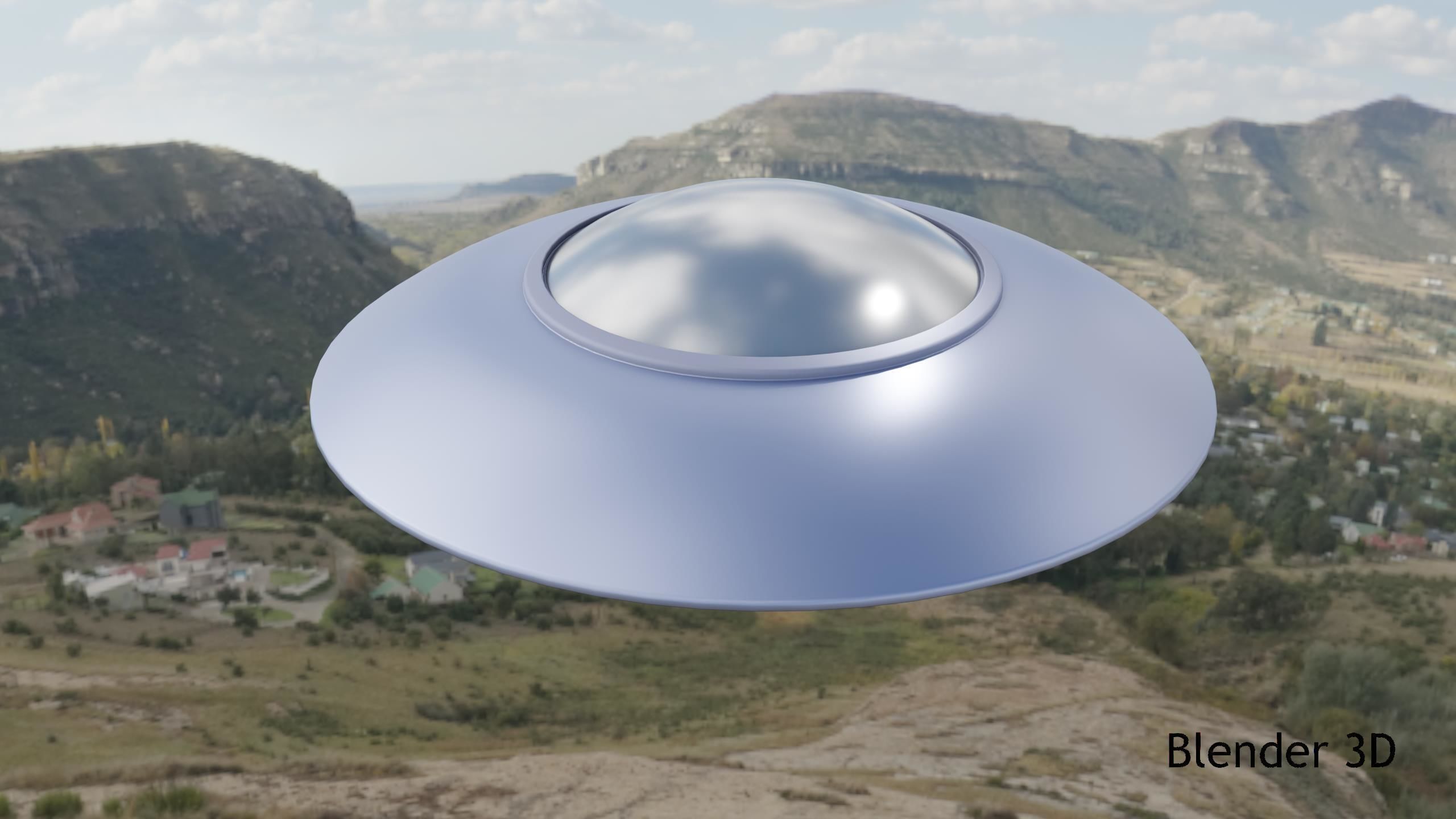 Classic Flying Saucer Low-poly 3D model_4
