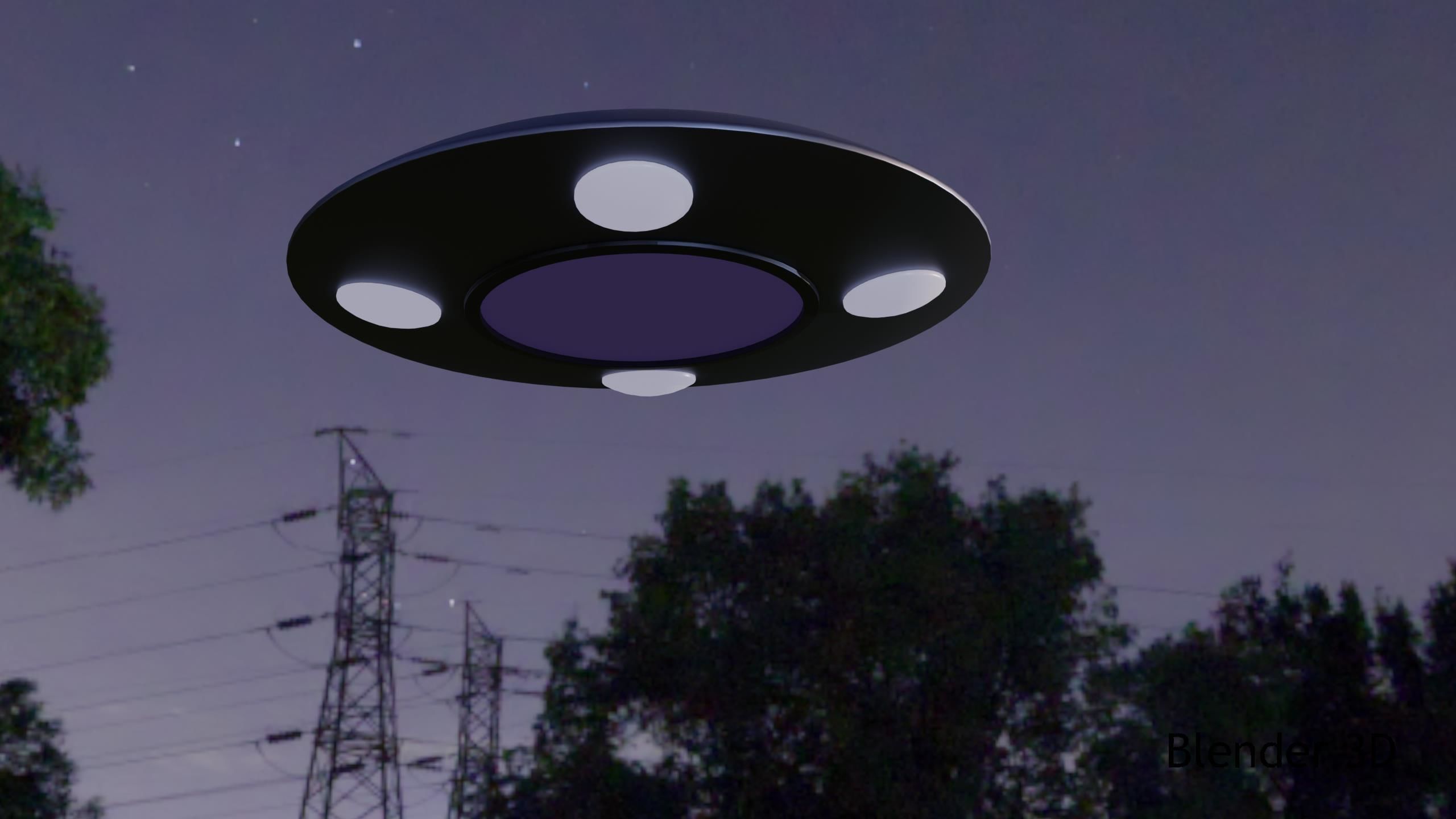 Classic Flying Saucer Low-poly 3D model_1