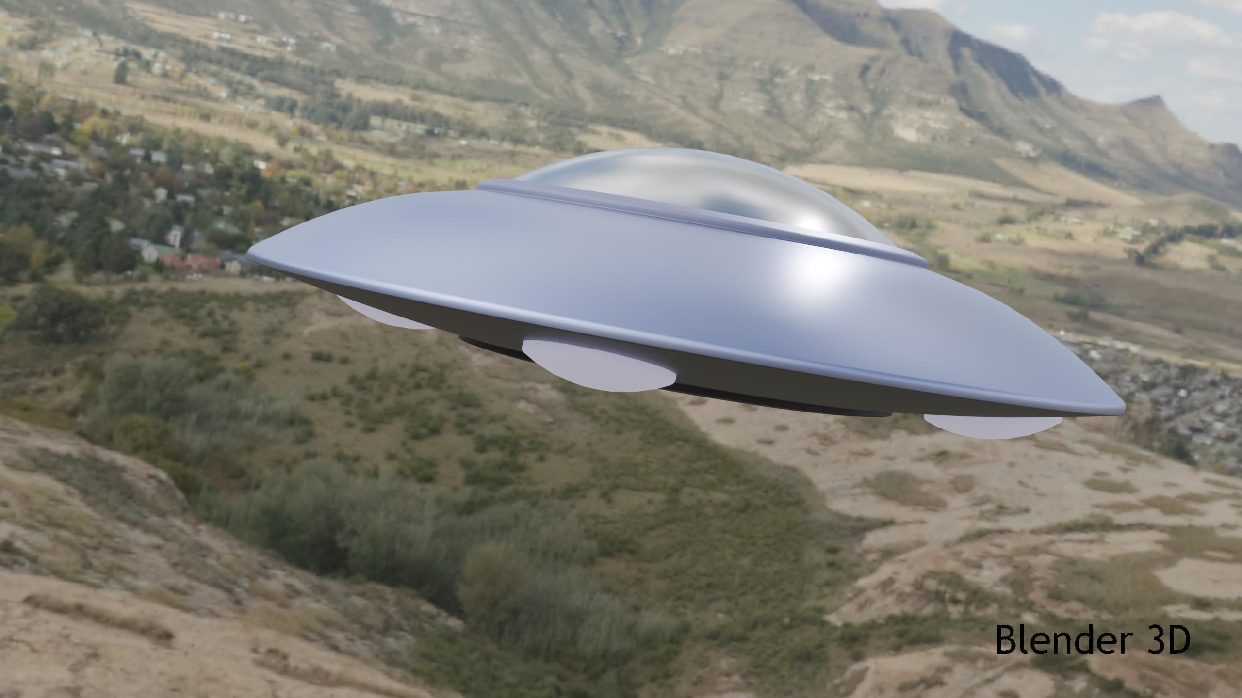 Classic Flying Saucer Low-poly 3D model_3