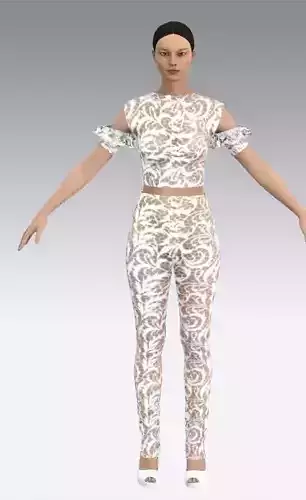 two pieces lace white detail suit elegance chic circle collar