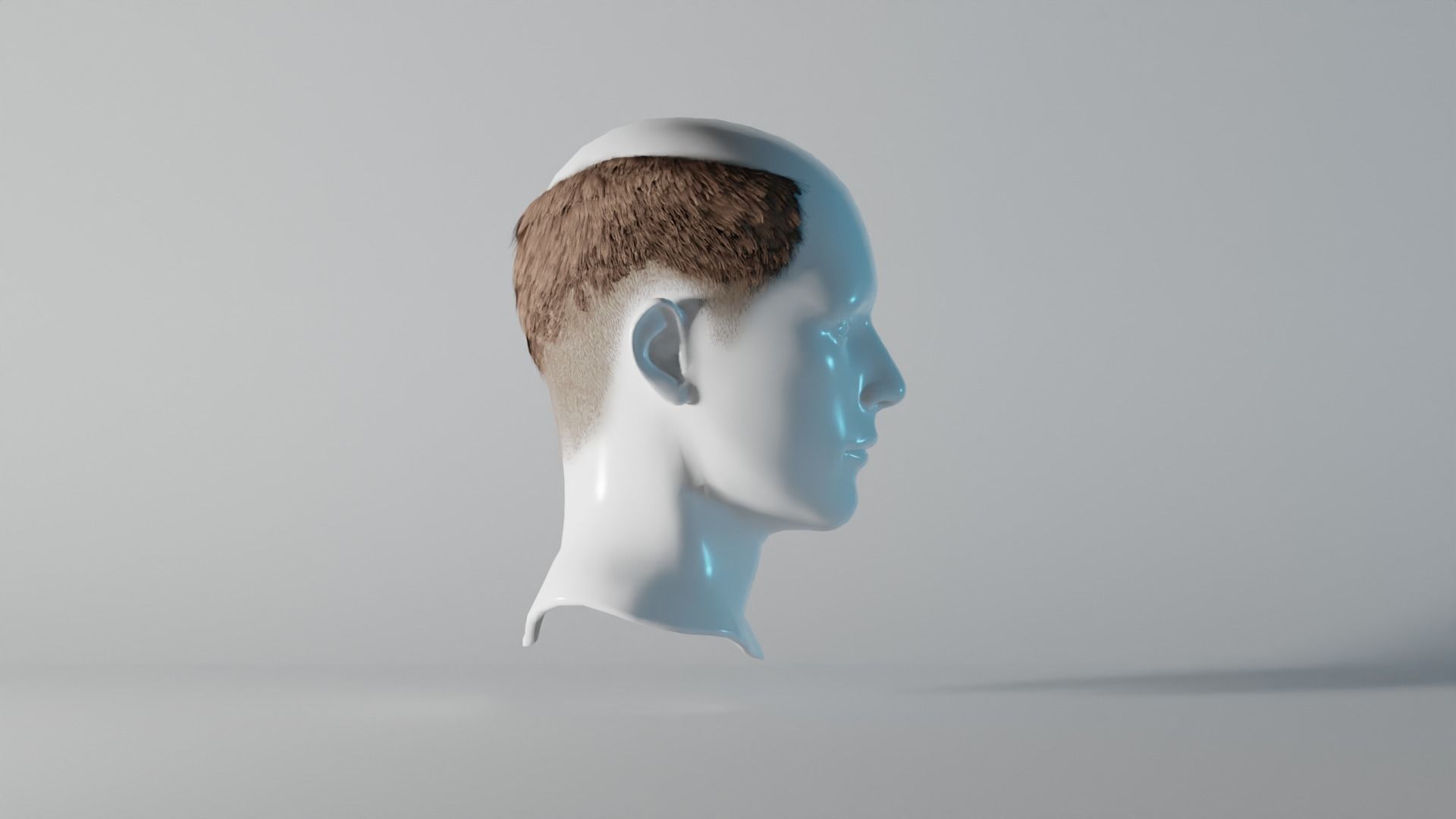 Realistic Male Hair 8 Low-poly 3D model_3