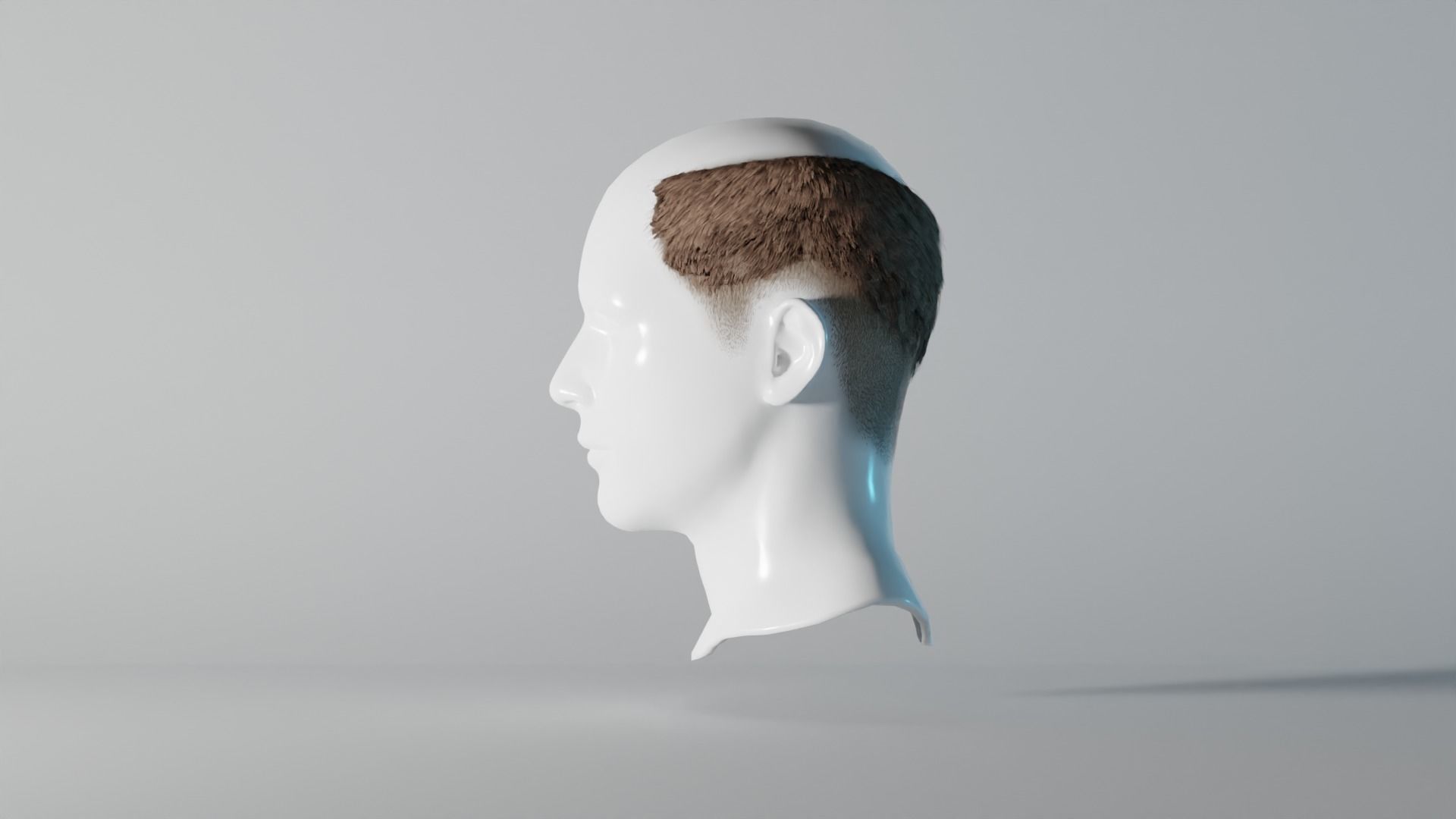 Realistic Male Hair 8 Low-poly 3D model_5