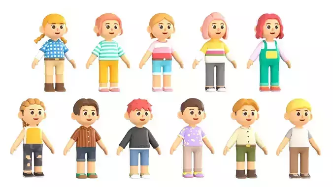 RIGGED CASUAL CHARACTERS 2 - PACK 1 3D model