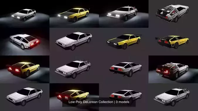 Low-Poly DeLorean Collection 