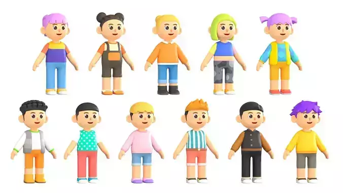 RIGGED CASUAL CHARACTERS 2 - PACK 2 3D model