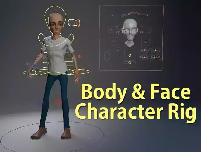 BOB face and body character rigged 3D model