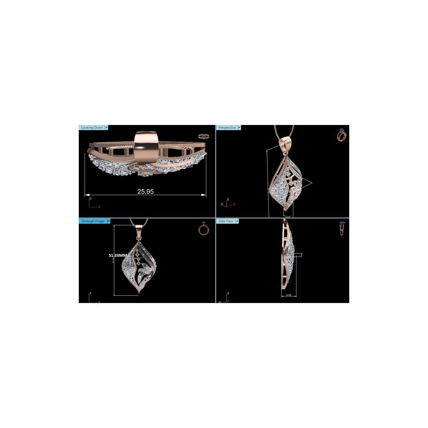 Women Pendant STL OBJ FBX Renders Details 3D print model_14