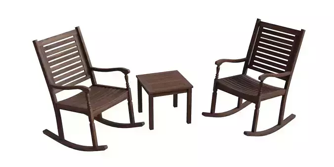 Acacia Wood Rocking Chair And Table Set