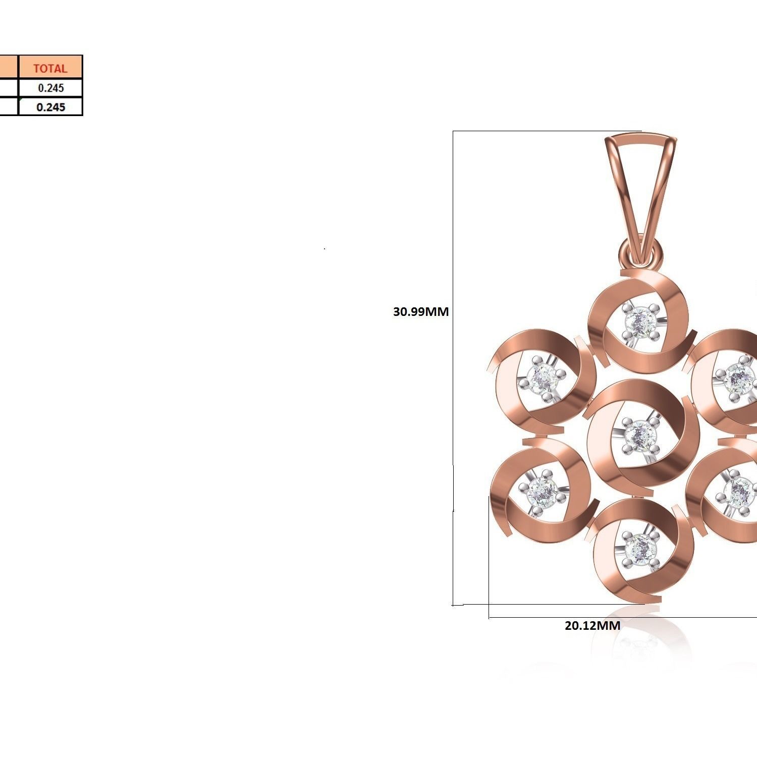 Women Flower Pendant STL OBJ FBX Renders Details 3D print model_19