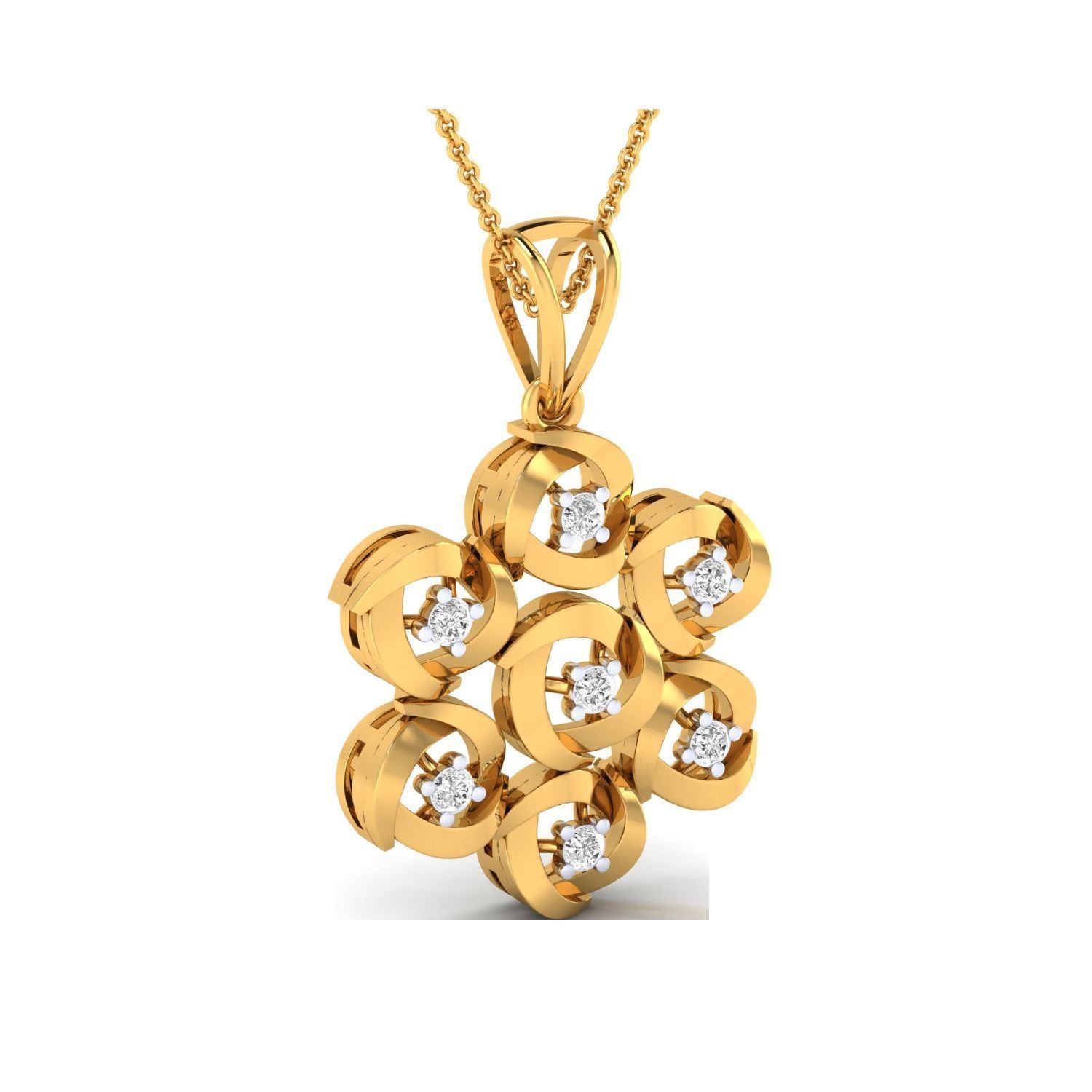 Women Flower Pendant STL OBJ FBX Renders Details 3D print model_6