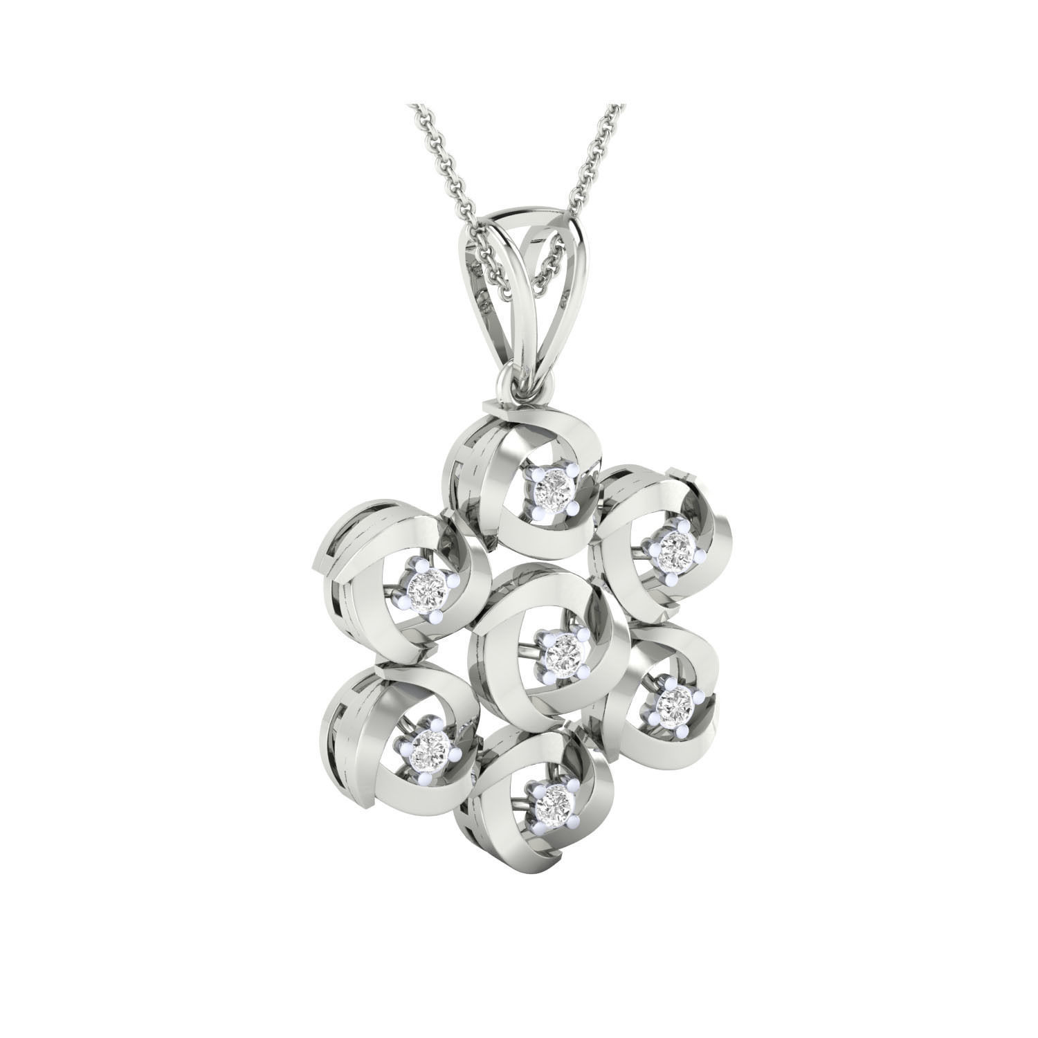 Women Flower Pendant STL OBJ FBX Renders Details 3D print model_3