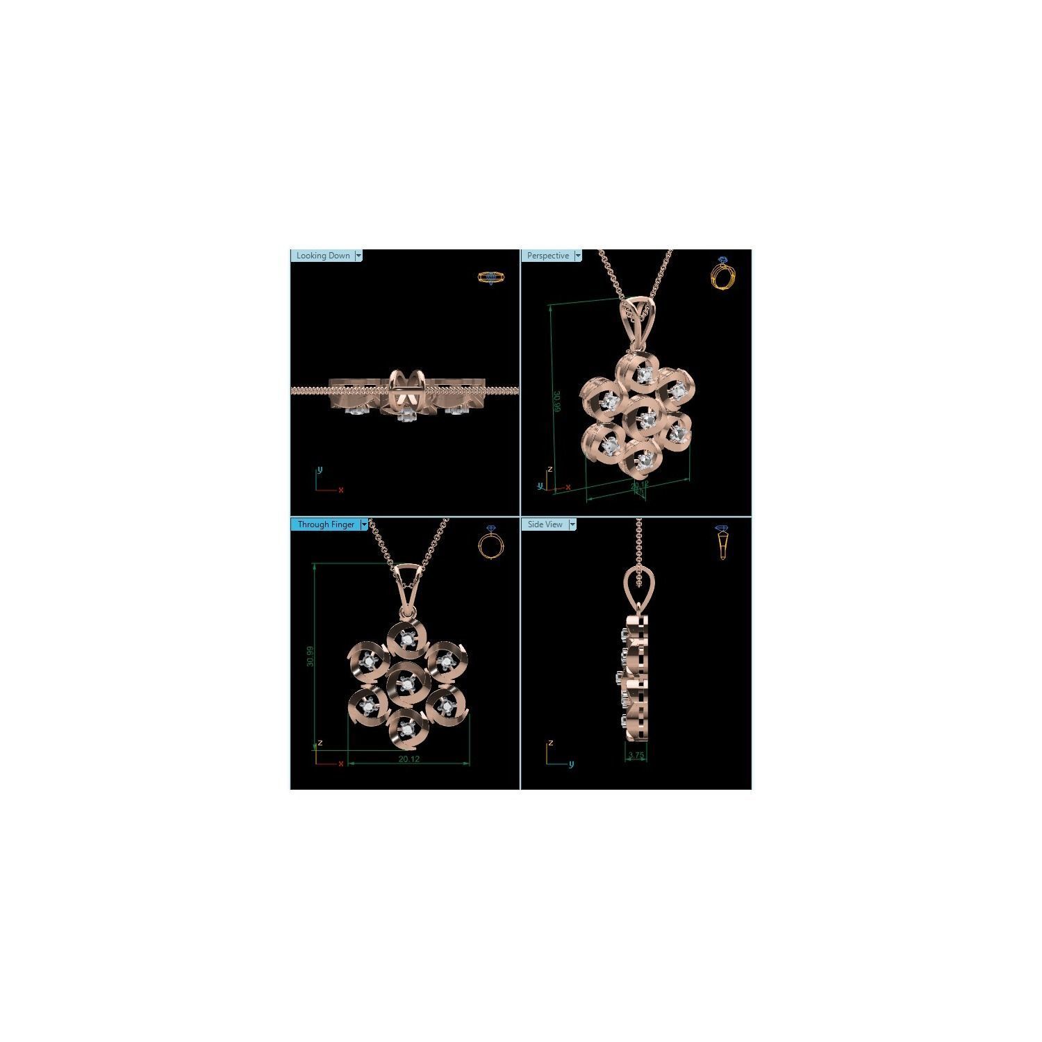 Women Flower Pendant STL OBJ FBX Renders Details 3D print model_13